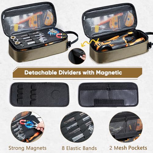 Shoulder Tool Bag for Men,Tactical Tool Pouch w/Carabiner for Electricians Green