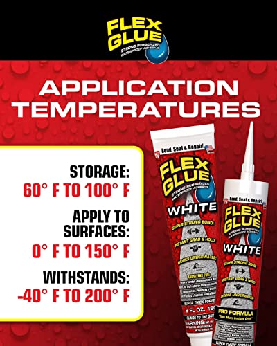 Flex Glue Rubberized Waterproof Adhesive, White, 0.75 oz Mini Tube, 3-Pack
