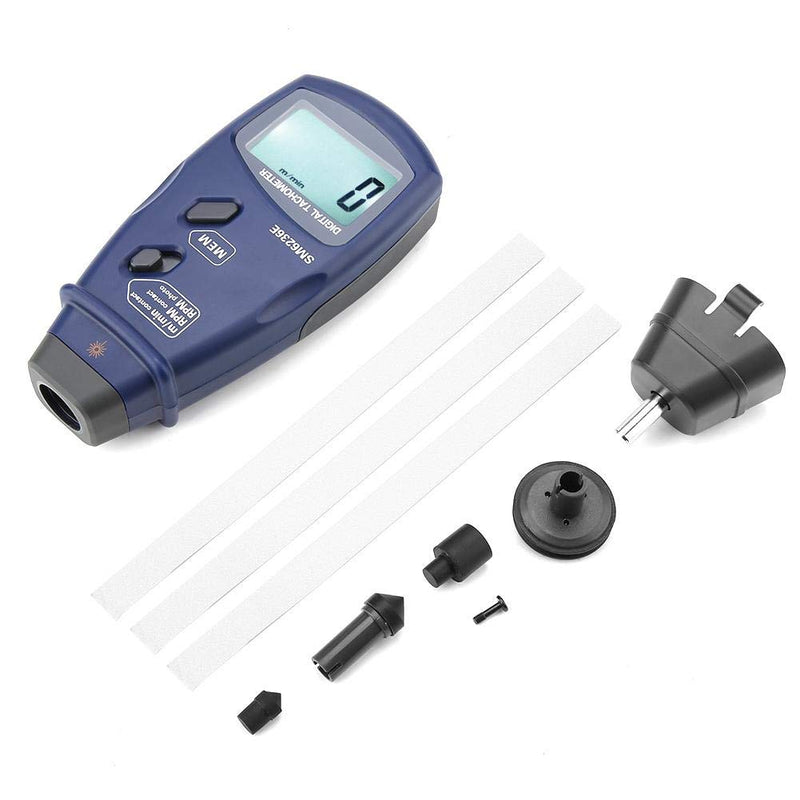 Digital Tachometer, SM6236E Handheld Laser/Contact Tachometer 5 Digits 18 mm Digital LCD Tach Rotation Meter Tester Tachometer Kit