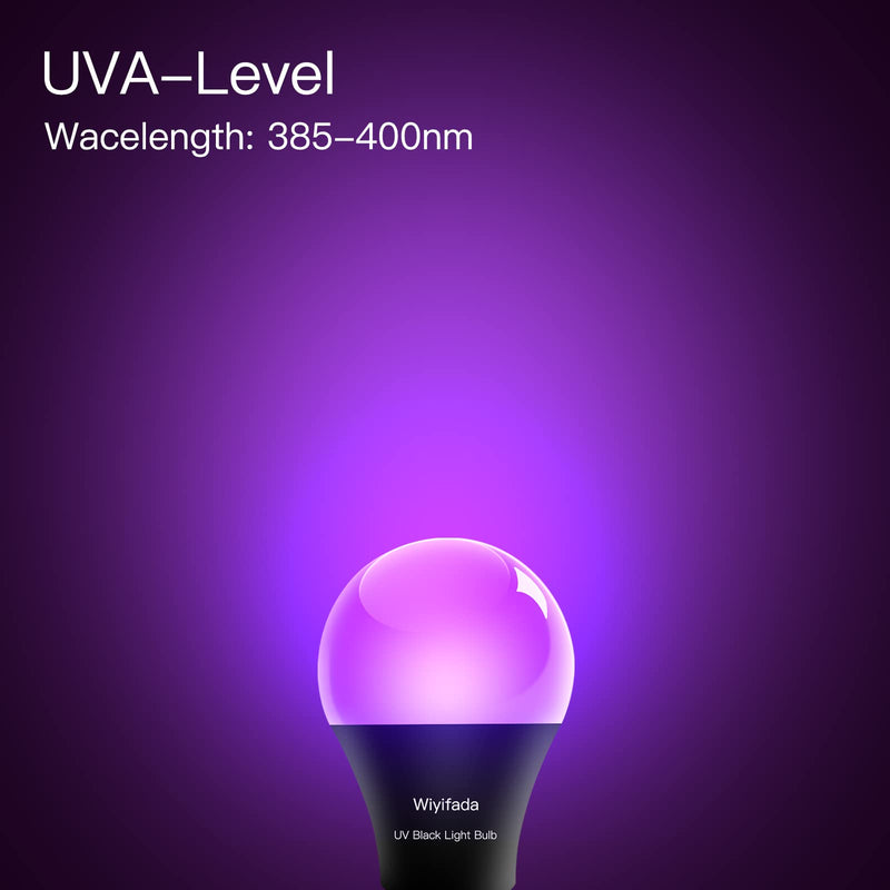 LED Black Light Bulbs 12 Pack, A19 9W UV Black Light Replace Up to 100W, 120V E26 Base UVA Level 385-400nm, Glow in The Dark for Body Pain, Blacklights Party, Halloween
