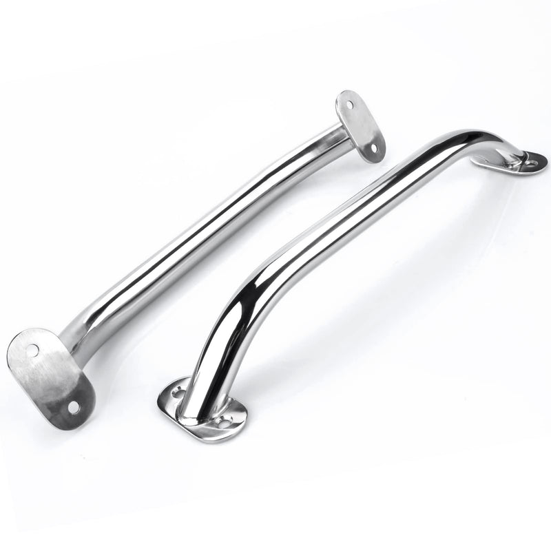 12" Oval Handrail Polished Grab Handle Stainless Steel Handrail for Marine Yacht/RV (2PCS)