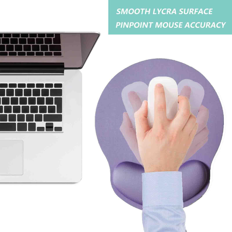 Mouse Pad with Wrist Support, Ergonomic Mouse Pad with Memory Foam Wrist Rest Cushion, Non-slip Rubber Base Gaming Mice Pad for Home Office Computer Laptop, Purple