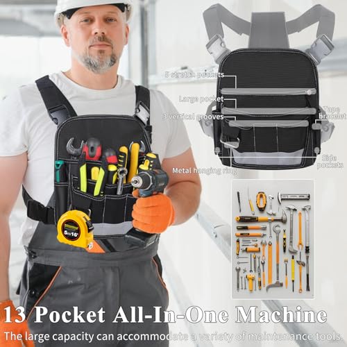 Electrician Tool Pouch Heavy Duty 13 Pocket Tool Pouch Portable Bag for Men