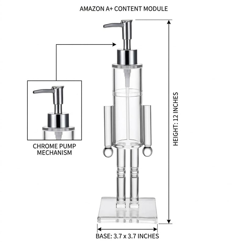 Seasonal Nutcracker Soap Dispenser 160ml, Refillable Clear Acrylic Liquid Soap Bottle with Pump, Leak-Free， Festive Bathroom & Kitchen Decor & Gift (2-Pack)