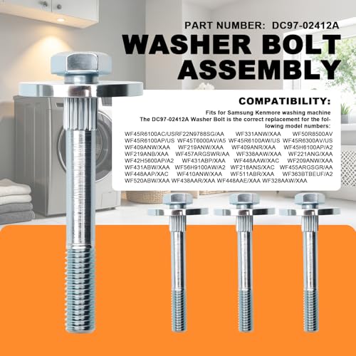 DC97-02412A Washer Bolt Assembly for Samsung and Kenmore Front-Loading 4pc