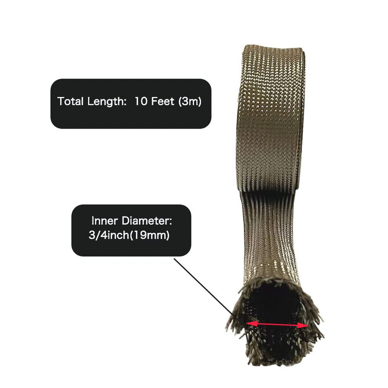 Titanium Wire Heat Shield Sleeve Fuel Line Auto Hose Spark Plug Wire Heat Shield 3/4" IDX10' Boots Protectors Roll 2500 Degree for Car&Auto Wire Loom Brake Cable Titanium 3/4" IDX 10Ft