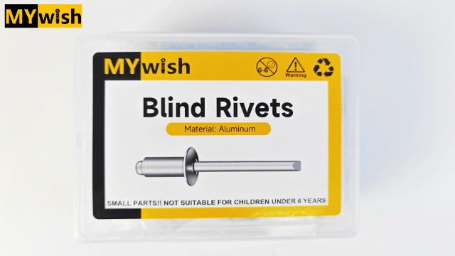 Mywish (100Pcs) 1/4" x 3/4" Blind Pop Rivets Aluminum Grip and Steel Mandrel Blind Rivets, Open End 1/4 Rivets for Metal Aluminum-Silver 1/4" x 3/4"