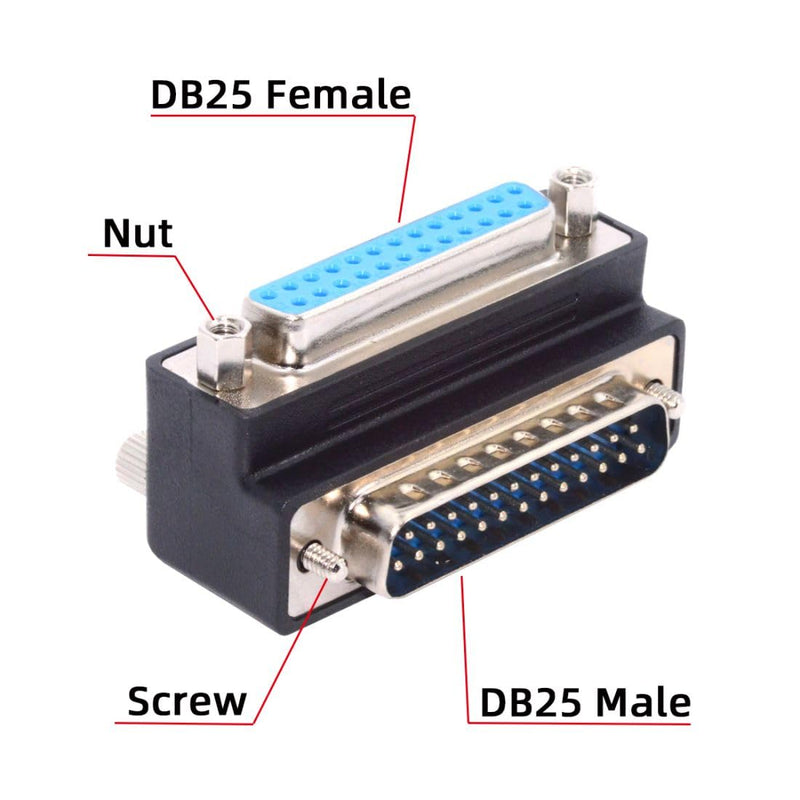 chenyang RS232 DB25Pin Serial Port 90 Degree Down Angled Connector Parallel LPT AES/EBU Adapter