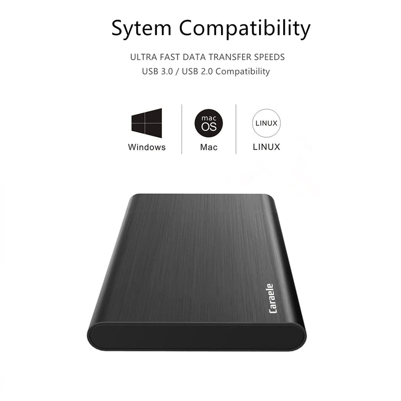 500GB Ultra Slim Portable External Hard Drive USB3.0 HDD Storage Compatible for PC, Desktop, Laptop, MacBook, Chromebook, Xbox One, Xbox 360, PS4 (Black) Black 500GB