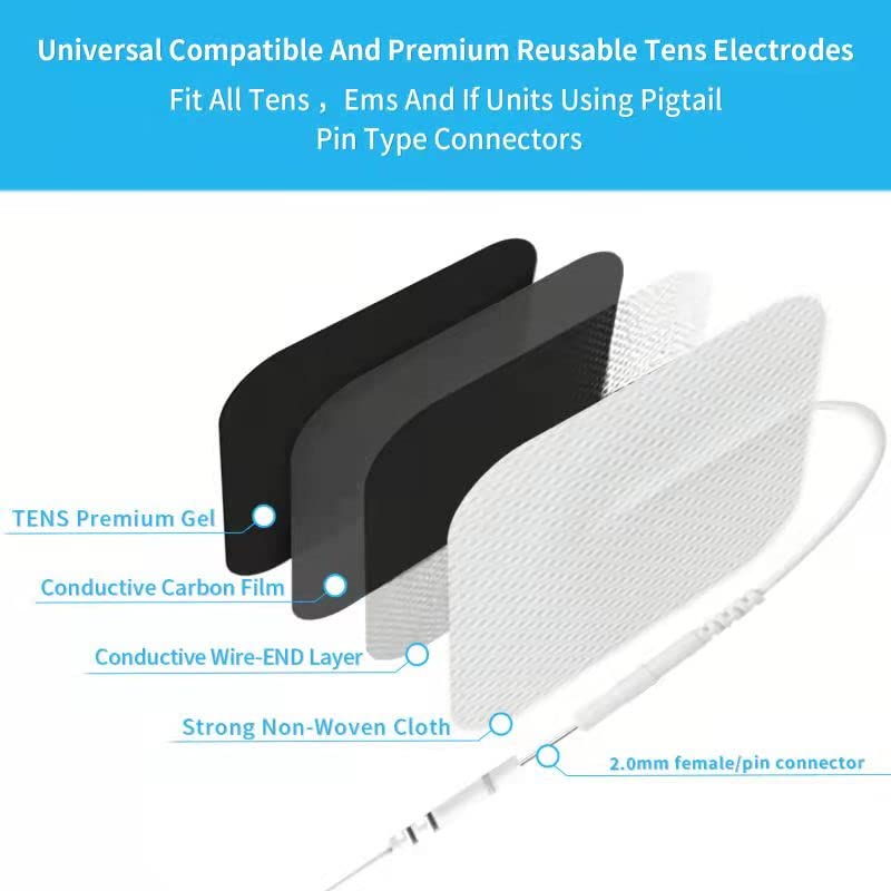 TENS Unit Replacement Pads, 48 PCS Premium Thickened Reusable Self-Adhesive Electrode Pads for EMS Muscle Stimulator Massager, 2"x4" - 48 Pcs 2X4",48 PCS