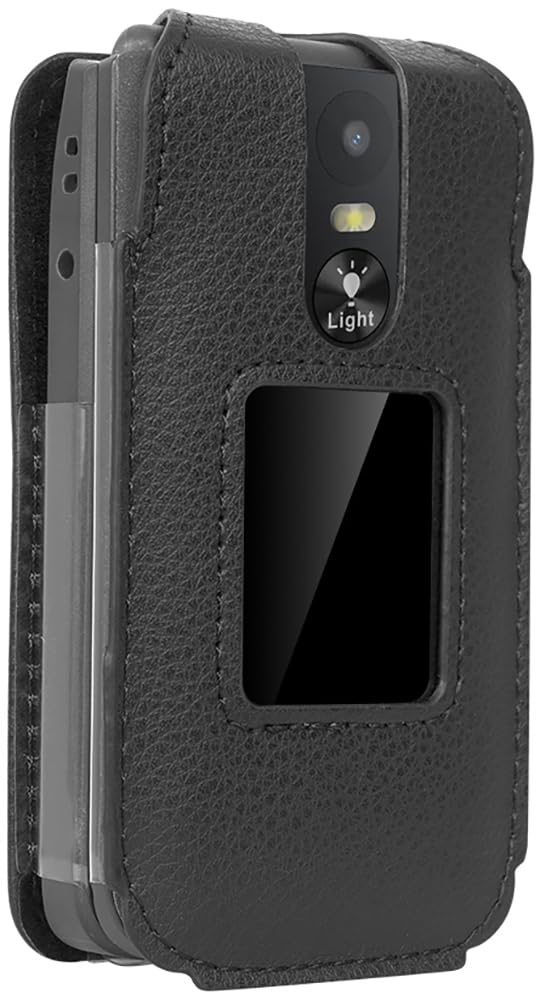 Nakedcellphone Fitted Series for Lively Jitterbug Flip 3 Phone Case - Black | Vegan Leather, Form-Fit Cover, with Screen Protection, Keypad Guard, Rotating Metal Belt Clip, For Jitterbug Flip3 (2026)
