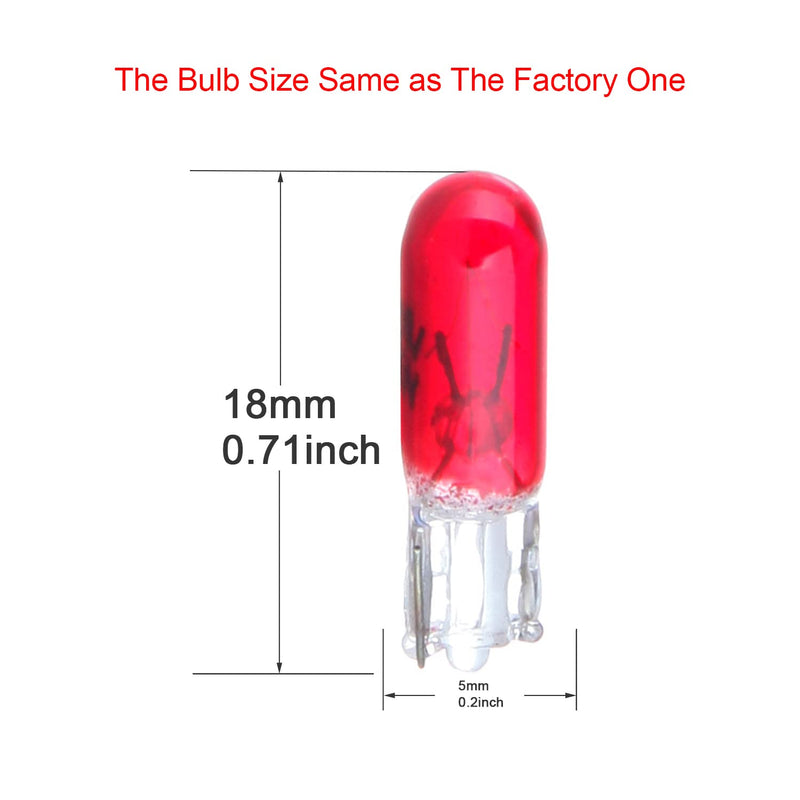 cciyu T5 17 86 206 Halogen Light Bulb Instrument Cluster Gauge Dash Lamp,20 Pack (red)