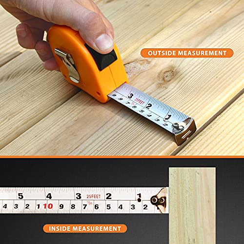 PERFECT MEASURING TAPE Left Handed Tape Measure with Right-to-Left Read - Measurement Reading Made Easy - Steel Hi-Visibility Orange Tape Measure 25ft/7.5m (Model RL-02)