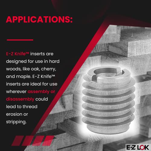 E-Z LOK Knife Thread Insert for Hard Wood, M4-0.7, 0.375 in, 10 ct