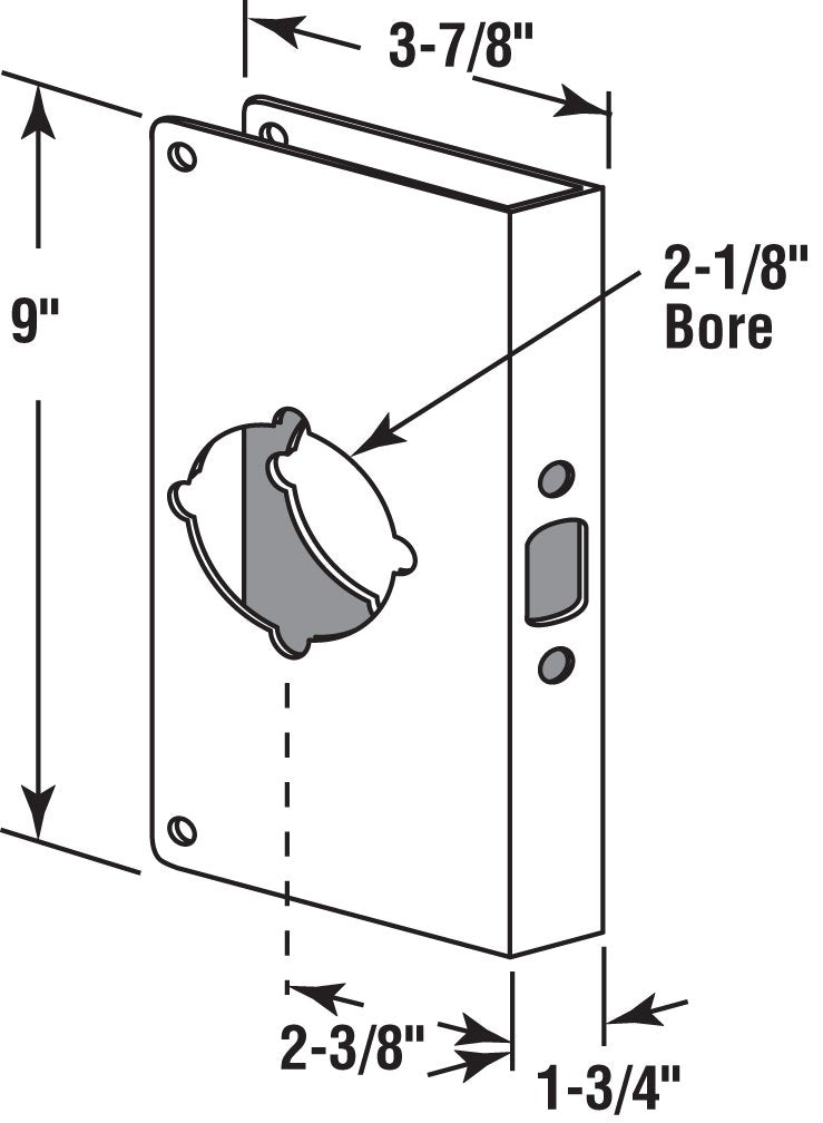 Prime-Line U 9586 Stainless Steel Lock and Door Reinforcement Plate | For 1-3/4 In. Thick Doors, Stainless Steel Finish, Single Pack 1-3/4 "