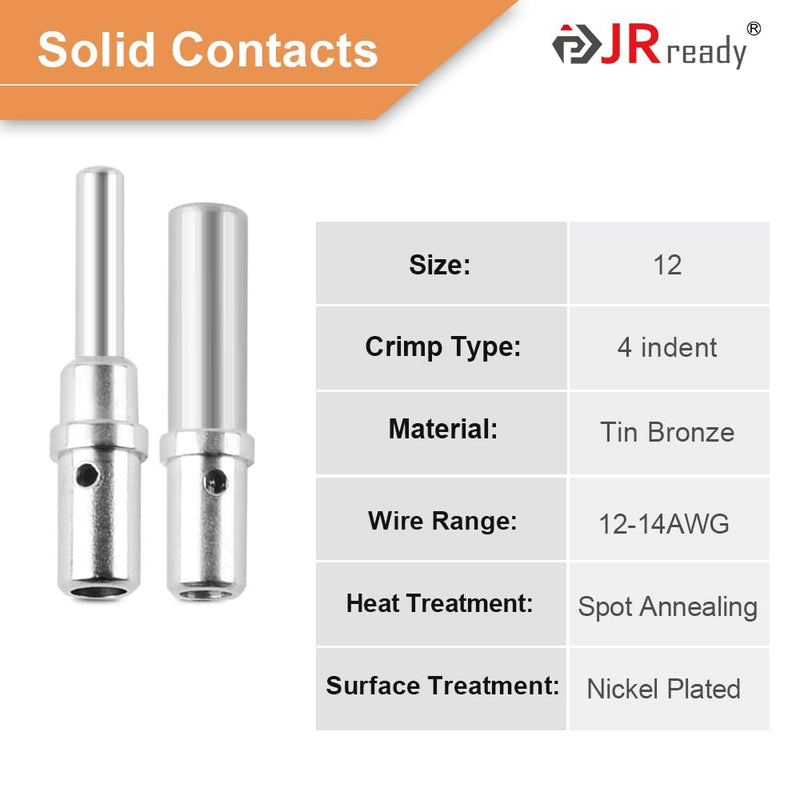 JRready ST6138 DTP Connector Kit 2Pin, DTP 12 Guage 14 Guage Waterproof Connector with Size 12 Solid Contact 12-14 AWG, 2 Sets DTP 2 pin