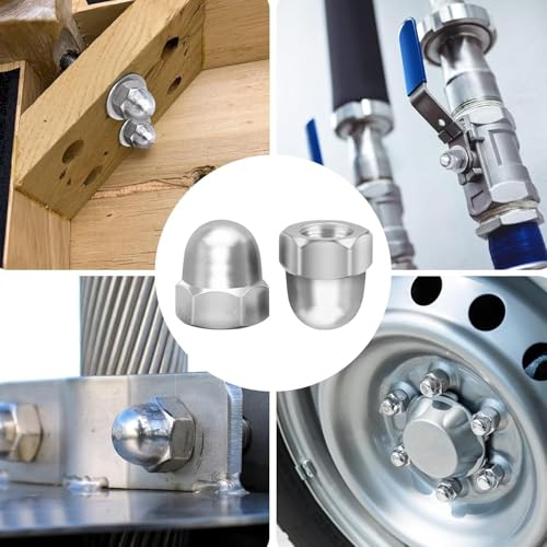 3/4-10 UNC Acorn Nuts, 304 Stainless Steel Hex Cap Dome Head Nuts, Silver Bright Finish,5PCS for Indoor & Outdoor Hardware Use Silver 304 Stainless Steel 3/4"-10