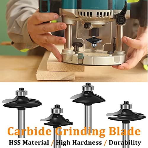TAIWAIN Router Bits Sets 1/4 Inch Shank, Door&Drawer Front Edging Bits, Professional Woodworking Bit Miter Frame Crown Molding Wood Milling Cutter Tool(F-35XD12) 22
