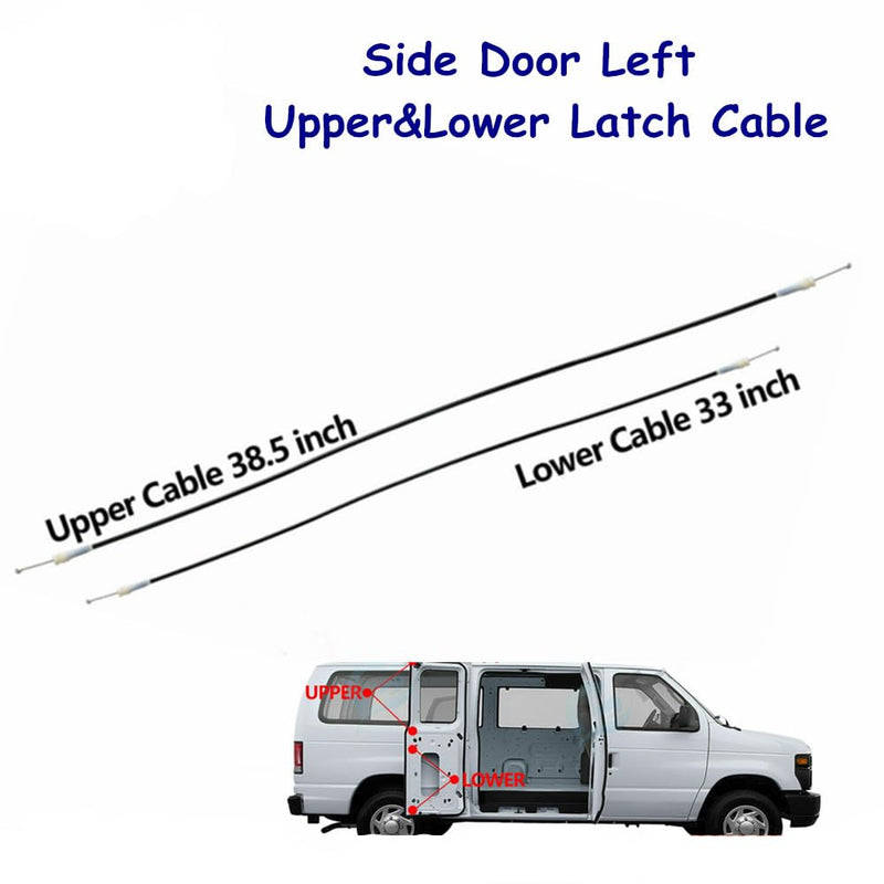 Side Cargo Door Left Upper & Lower Latch Release Cable for Ford E150 E250 E350 E450 2003-2007 AC2Z-15264A26-B, 6C2Z-15264A01-AA Upper&Lower