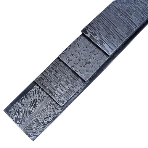 Damascus Steel Billet Bar for Knife Making – Firestorm Pattern Hand Forged Blank, 1095 & 15N20 High Carbon Steel Bar Stock, 12 x 2 in, Annealed & Pre-Etched, Bladesmithing & Blacksmith Supply