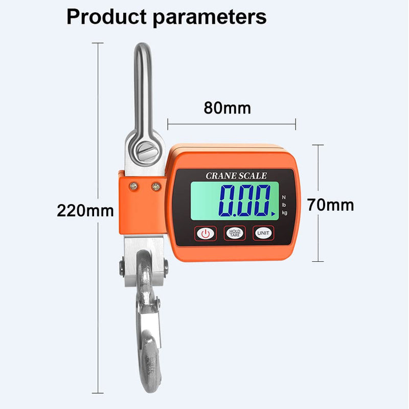 Hanging Scale, Hancaner Digital Crane Scale 1000lbs, Heavy Duty Crane Scale 500Kg LCD Backlight with 3 Unit Change/Tare/Zero for Construction Factory Building Hunting Orange
