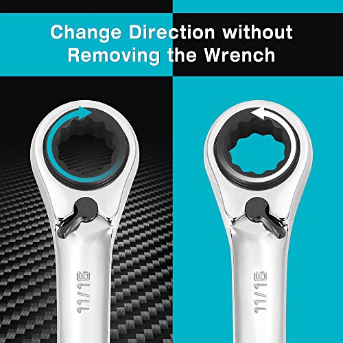 DURATECH 4-in-1 Reversible Ratcheting Box Wrench Set, SAE, 2-Piece Regular 5/16"-3/4"