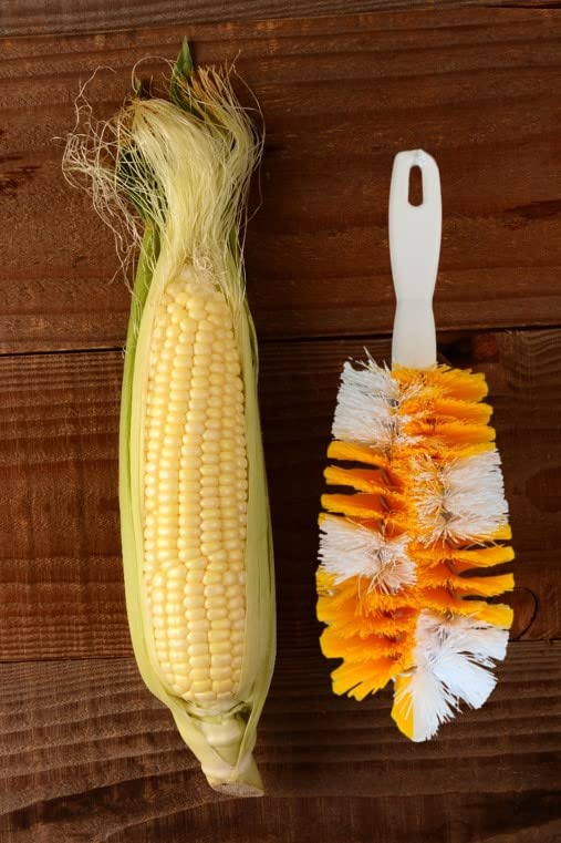 Corn De-Silker Brush | Bristled Veggetable Scrubber for Brushing Carrots, Potatoes | Durable & Firm Corn Scrubber, Corn Silk Hair Remover, Food Brush by FryOilSaver Co. B239C