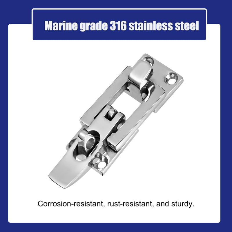 Marine Anti-Rattle Square Latches for Boat Door Hatch, Hold Down Clamp Latches, Lockable, Sturdy Construction, 316 Stainless Steel, with Screws