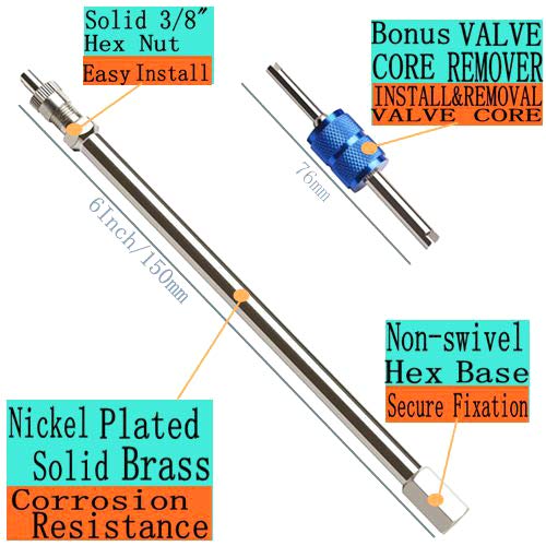 Aracey 6 Inch Dually Valve Stem Extenders,Set of 2Pcs,Heavey Duty,150mm Straight Metal Dual Wheel Valve Stem Extensions for Truck Tires, RV Tires, Motorhome, Coach, Pickup, Motorcycle, Bike, Trailer