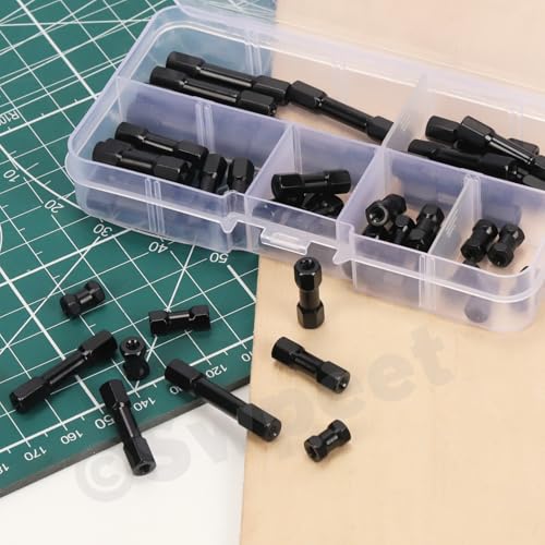 Swpeet 48Pcs 6 Sizes M3 Hex Aluminum Standoff Spacer Column Assortment Kit, M3×10/15/20/25/30/35mm Hexagonal Connecting Column, Hex Standoff Spacer Hexagon Studs for RC Aircraft, Drone, CN, FPV