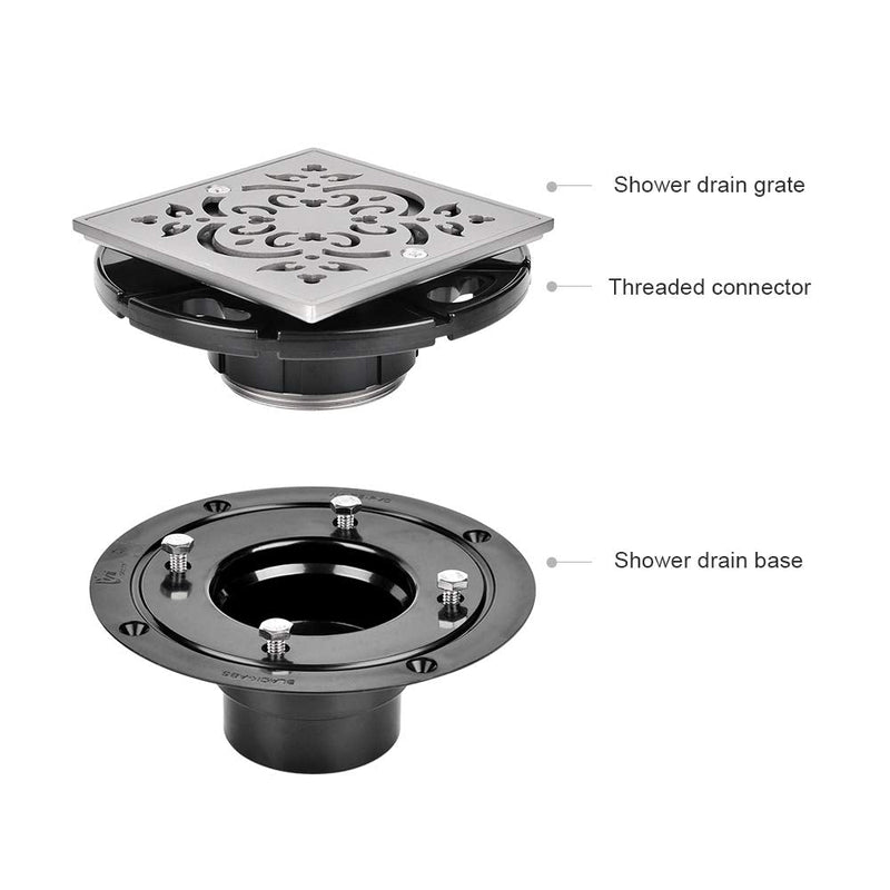 4-1/4 Square Shower Drain for Low Profile Shower Pan Nickel Brushed with Various Finish Style (Pattern1) Pattern1