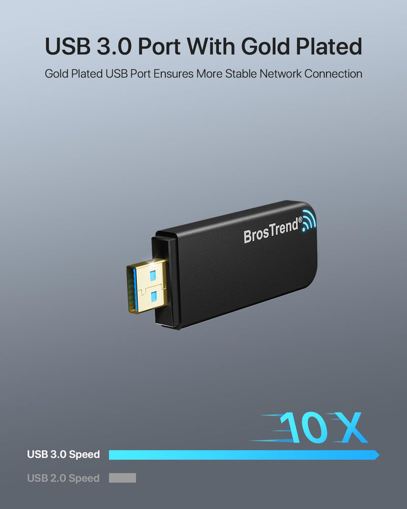 BrosTrend Linux USB WiFi Adapter 1200Mbps for Ubuntu Mint Debian Kubuntu Mate Zorin PureOS Raspberry Pi 2+ Windows etc. Linux Compatible Wi-Fi Adapter Wireless Dual Band 5GHz 867Mbps + 2.4GHz 300Mbps