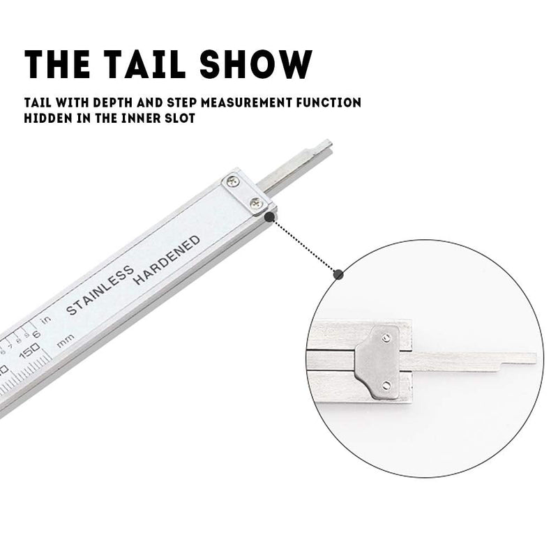 Professional Caliper Vernier Caliper Stainless Steel Hardened Chromeplated Inch/Metric 0-8"/200mmx0.001/0.02mm