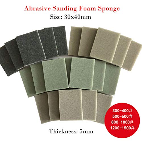 100 PCS 30mmx40mm Foam Sanding Sponge Sandpaper Abrasive Blocks Wet Dry Bodywork Foam Sanding Block 1200-1500 Grit 100