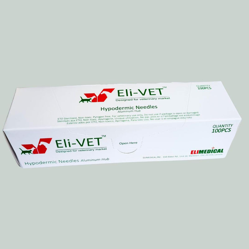 Eli-Vet Veterinary Aluminum Hub Needle, 16G x 1 inch (25 mm), Individual Sheath, 100 per Box, AHN1625