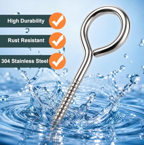 40 Pack 304 Stainless Steel Eye Screws, M5 2.56 inch, Heavy Duty