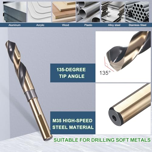 METALLIXITY Drill Bit 5/8" 3pcs, 1/2" Shank 3-Flat M35 5% Cobalt HSS 5/8" (15.875mm) 1/2"