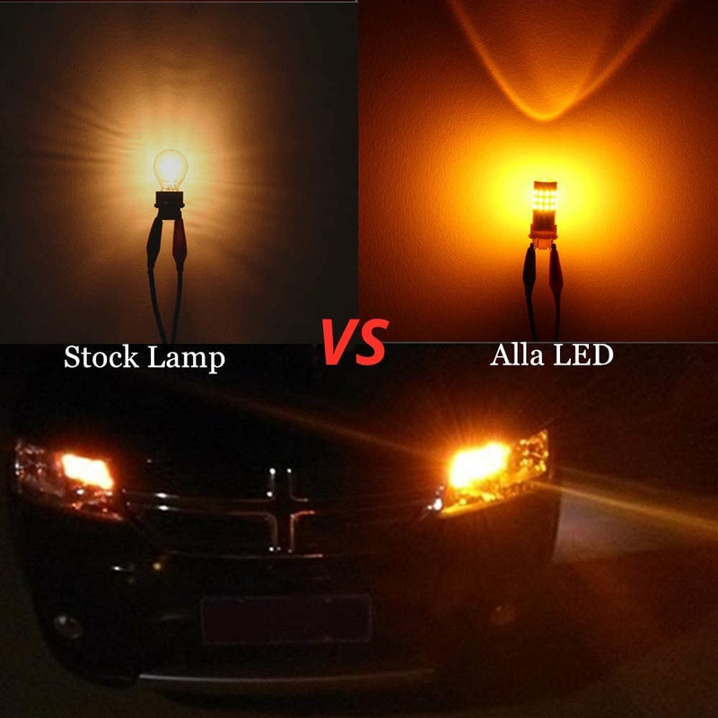 Alla Lighting Newly Upgraded 7440 7443 LED Brake Stop, Tail, Turn Signal Lights Bulbs (Amber Yellow) Amber Yellow
