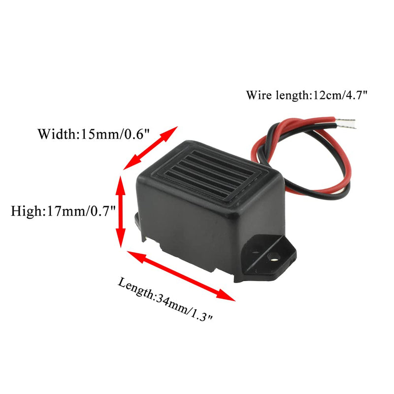 Hahiyo Electronic Buzzer Alarm 12V 400Hz Beep Continuous Sounder Active High Plenty Loud Tone Piezo Siren Security Audible Easy to Install with Wire for Horn Siren Alarm 2PCS 12V400Hz-2Pieces