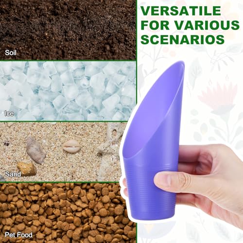 M METERXITY 18-Pack Bonsai Soil Scoops, Plastic Garden Soil Scoops Bucket Shovel Potting Scoopers for Transplanting/Flower Planting/Plant Succulent, Colorful Small Gardening Tools [Purple]