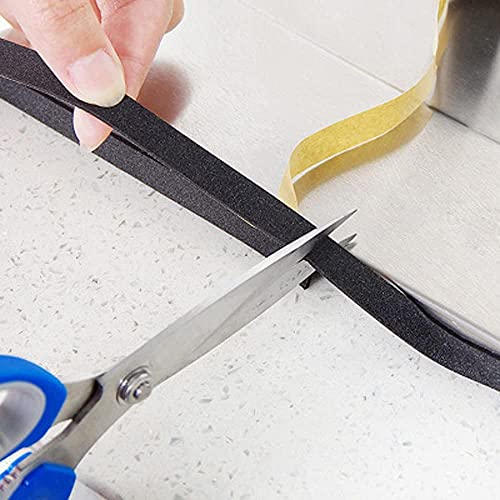 Kitchen Self Sealing Adhesive Tape Dust Waterproof Sealing Strip Caulk Trim Stripe Closed Cell Seal Mounting Tape for Bathroom Shower Tub Toilet Window Kitchen Sink Sealing (1PC) (Black) (Black) Black