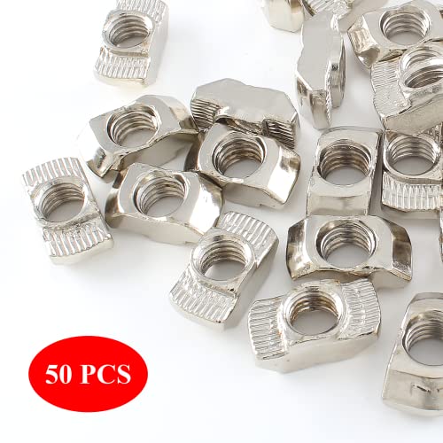Sliding T Nuts, M8 Thread, 10mm T-Slot, 50 Pcs 40S-M8