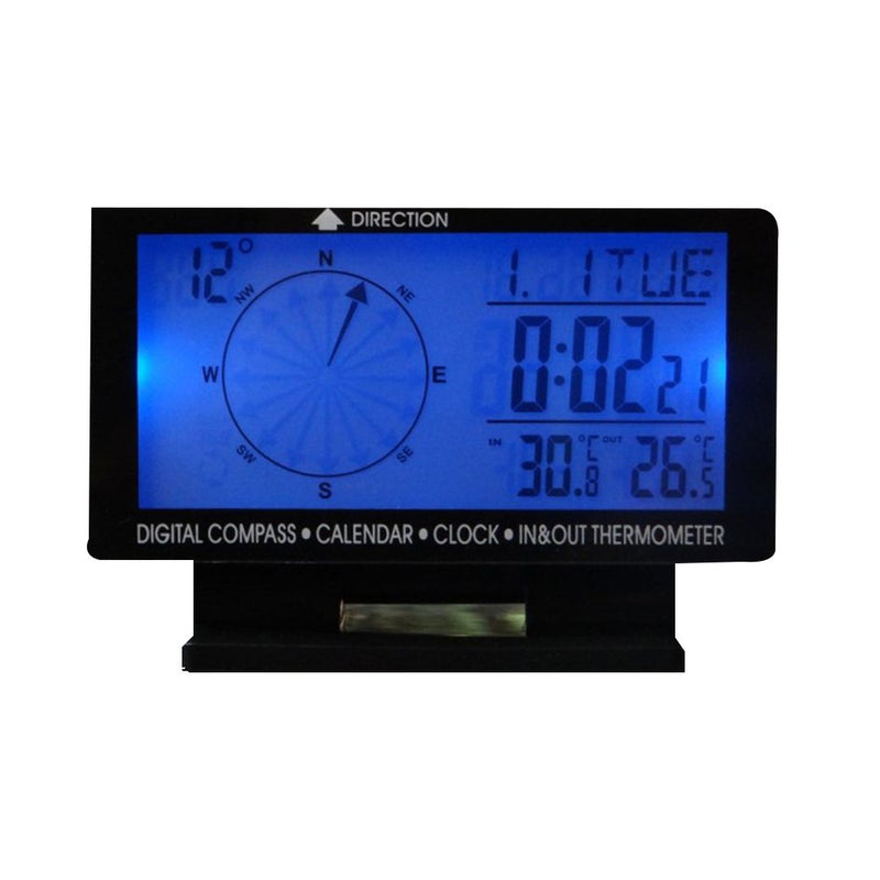 4.6" LCD Digital Display Screen Car Compass,Calendar,Clock,in & Out Thermometer with Blue Backlight for Car