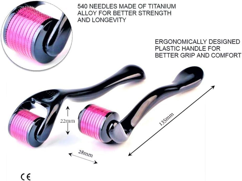 Derma Roller for Skin,Beard Derma Roller for Hair Growth & Care,Facial Roll, Micro needling 0.25mm 0.5mm 1mm 1.5mm,540 Titanium Micro Needles for Facial,Body & Hair Growth (1.5MM)