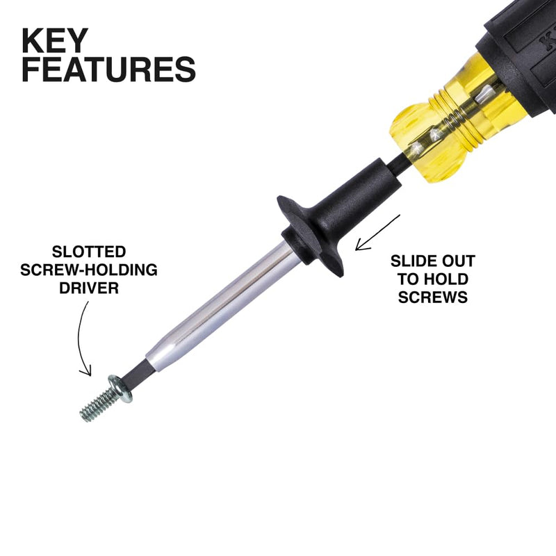 Klein Tools 85850 9-Piece Electrician Tool Set with (3) Phillips, (3) Slotted, (1) Screw-Holding Driver, (2) Insulated Drivers - Phillips and Square, Cushion-Grip Handle