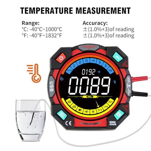 Digital Multimeter Tester 6000 Counts TRMS Auto-Ranging 600V AC/DC Voltage Black