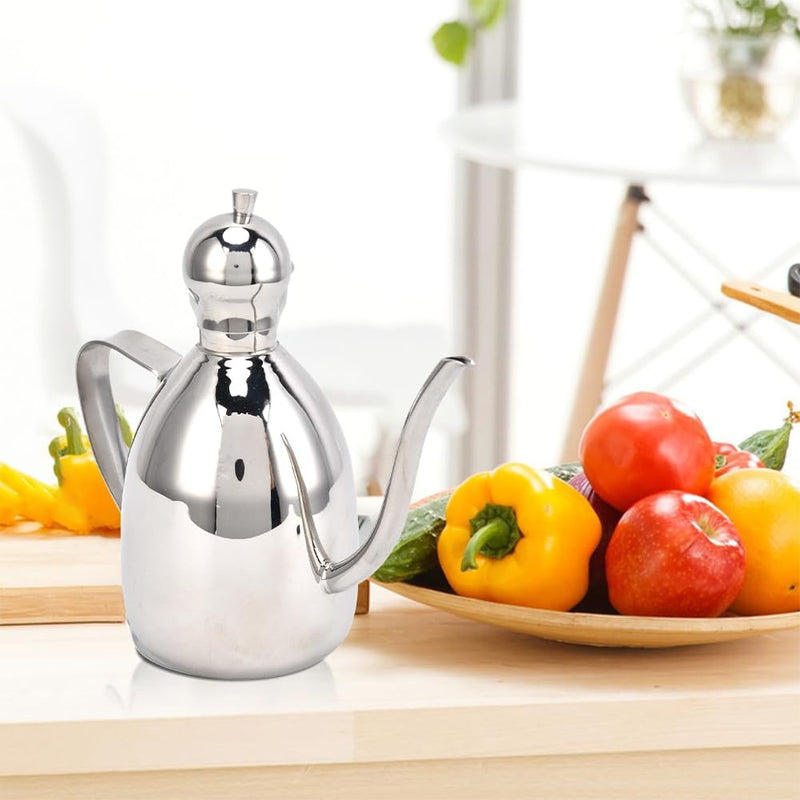 Stainless Steel Oil Pot, Stainless Steel Oil Can Portable High Water Tightness Stainless Steel Oil Can for Kitchen(1L)