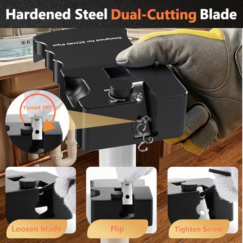 9-in-1 PVC Pipe Deburring Tool, Adjustable Chamfer Tool 0.5"–4", PVC Pipe Reamer, Plastic Pipe Deburr Tool for PVC CPVC ABS PP PE, Plumbing Chamfer Reamer Tool Set (Black) Black