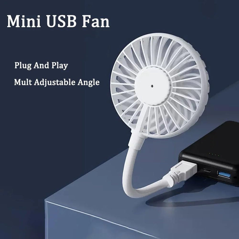 USB Fan Mini Portable Fans 360°Rotation Office Travel Pocket Fan (White) White