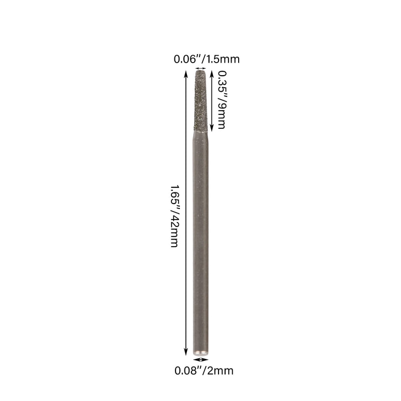 1.5mm Silver Diamond Burrs Drill Bits Hole Tools for Jewelry Shell Pack of 100